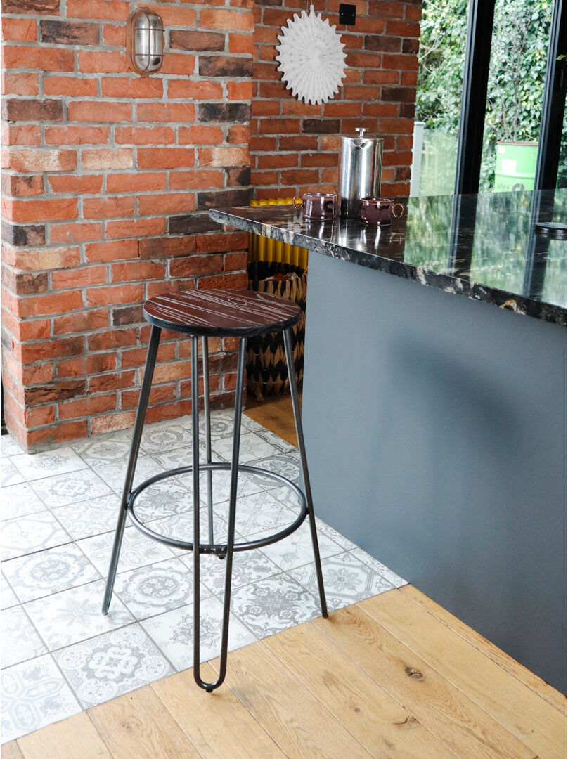 Borough Wharf Rustic Elm Wood Counter Bar Stool, Metal Frame, Set of 2 74.42cm H X 32cm W X 32cm D