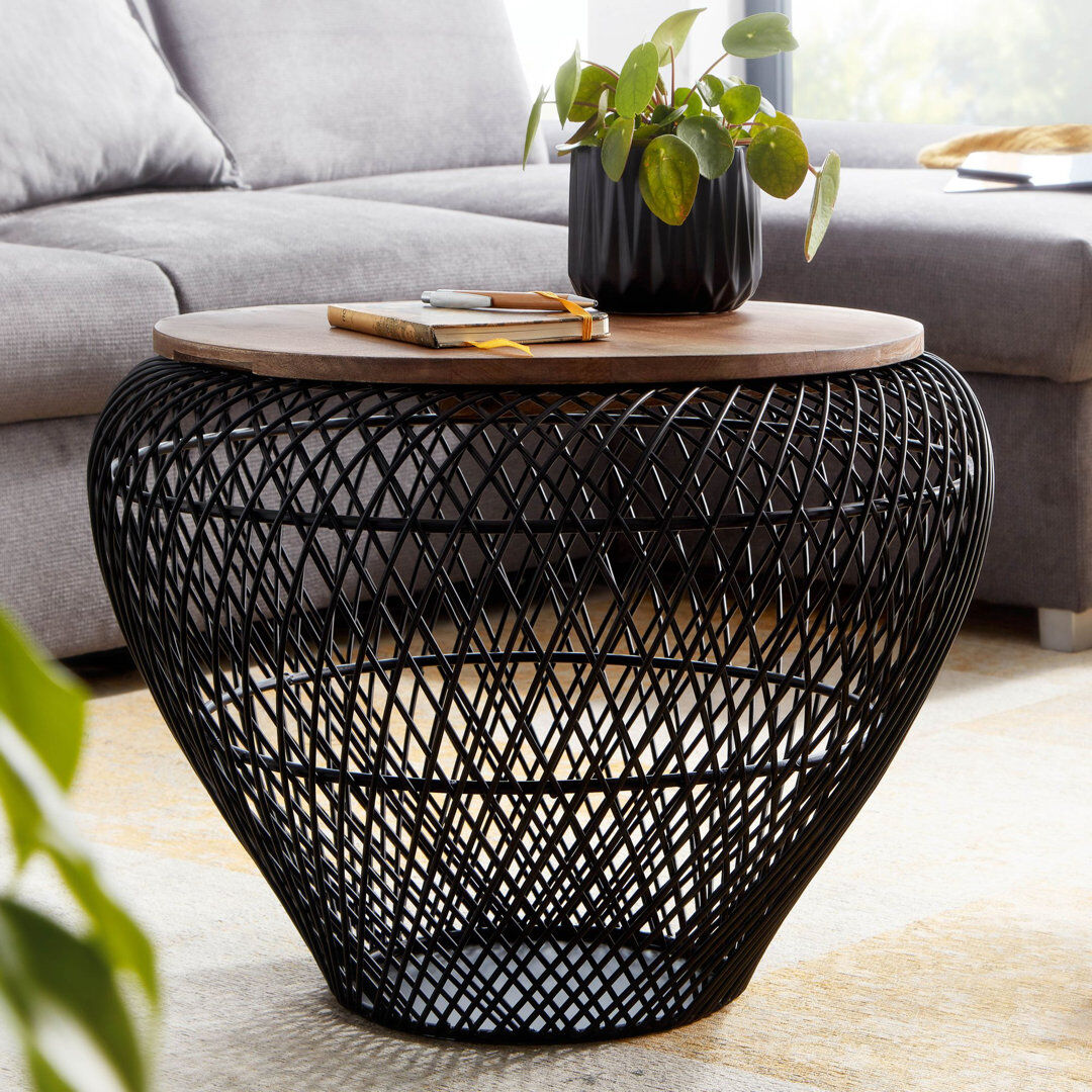 Borough Wharf Coffee Table Modern design coffee table Side table with wire basket in the living room Black 45cm H X 60cm W X 60cm D