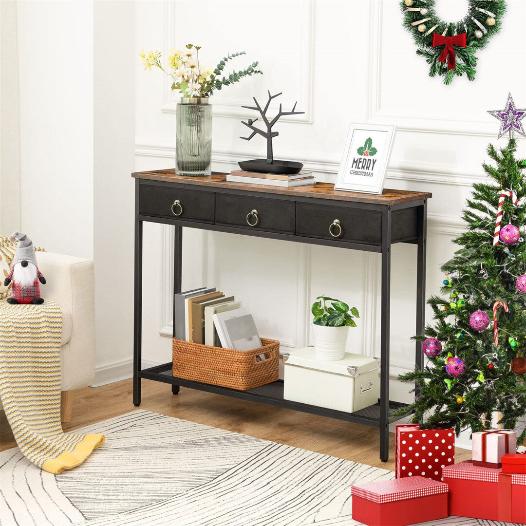 Borough Wharf Abdera 100cm Console Table with 3 Drawers Brown 80cm H X 100cm W X 25cm D