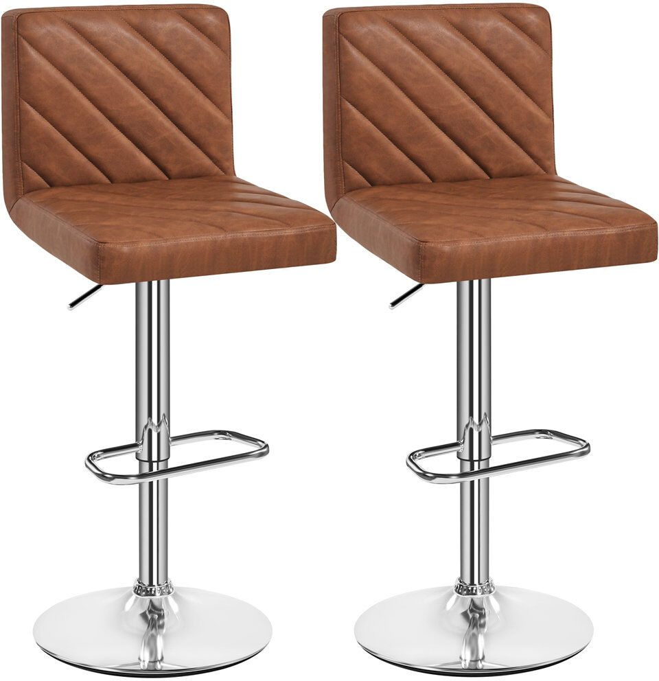 Yaheetech color Adjustable Modern PU Leather Swivel Bar Stools Retro Brown 44cm W X 48cm D