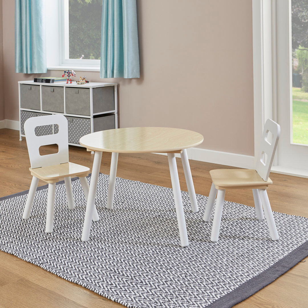 Liberty House Toys Kids 3 Piece Round Activity Table and Chair Set 44cm H X 60cm L X 60cm D