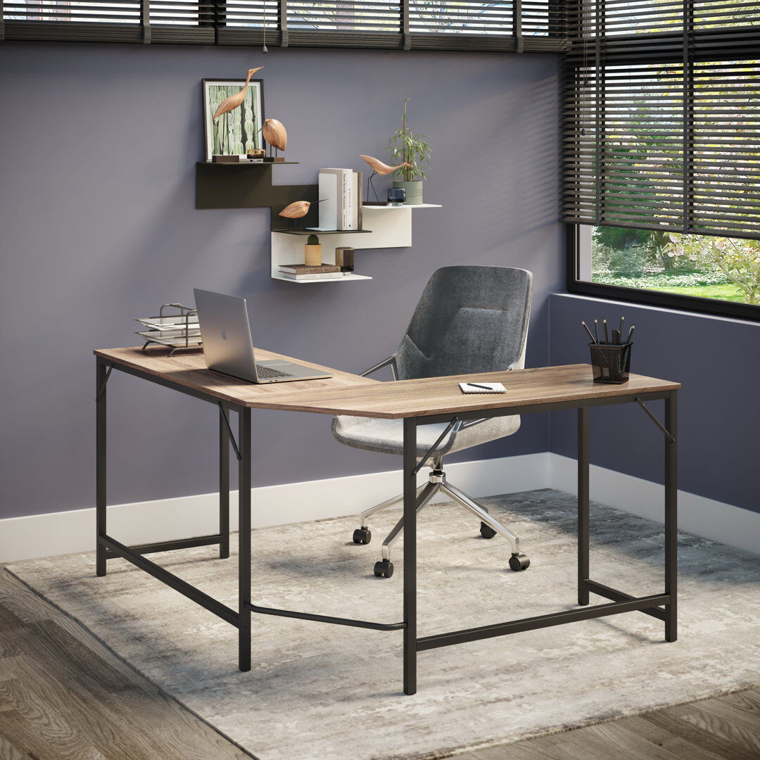 Borough Wharf Jazmyne L-Shape Executive Desk Brown 75cm H X 150cm W X 120cm D