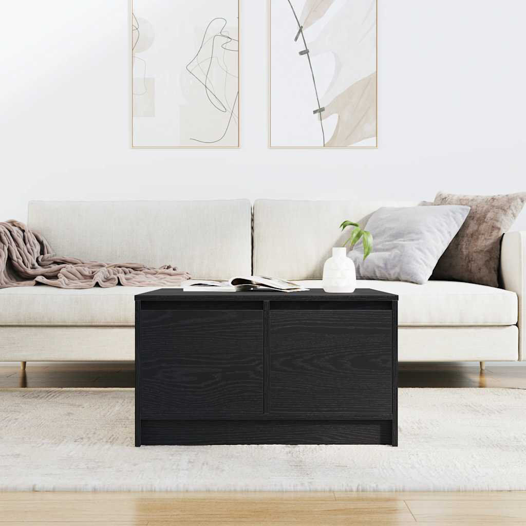 Latitude Run Coffee Table With Drawers Concrete Grey 100X100x40 Cm Black Oak 40" H x 70.5" L x 70" W