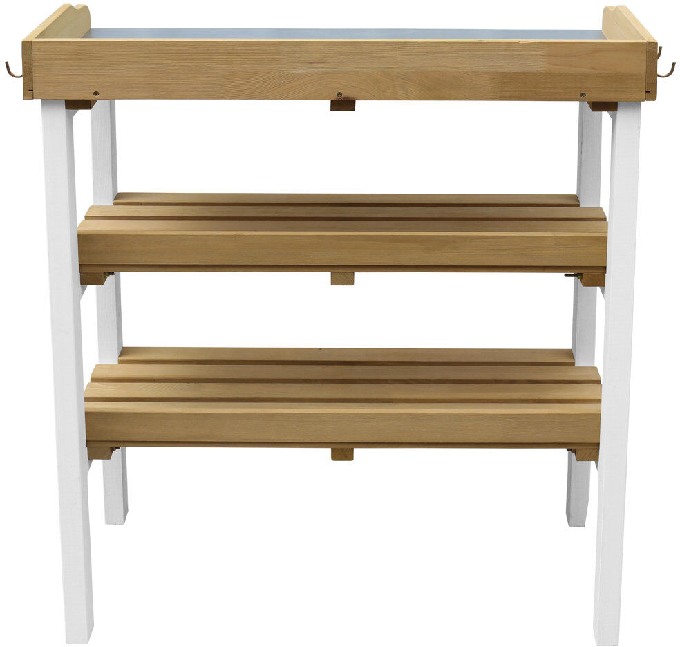 AXI Potting Table with Storage Shelves Brown/White Brown/White 91.5cm H X 37cm W X 76cm D
