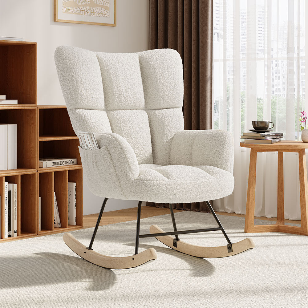 Norden Home Metal Rocking Chair White 101cm H X 54cm W X 84cm D
