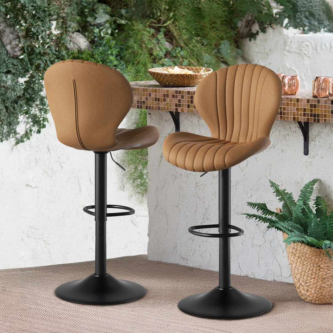 George Oliver Bar Stools Set of 2 Modern Swivel Bar Chairs, Barstools Counter Height with High Backrest Easy 3-5 Minute Assembly for Bar, Kitchen, Dining Room Brown 49cm W X 40cm D