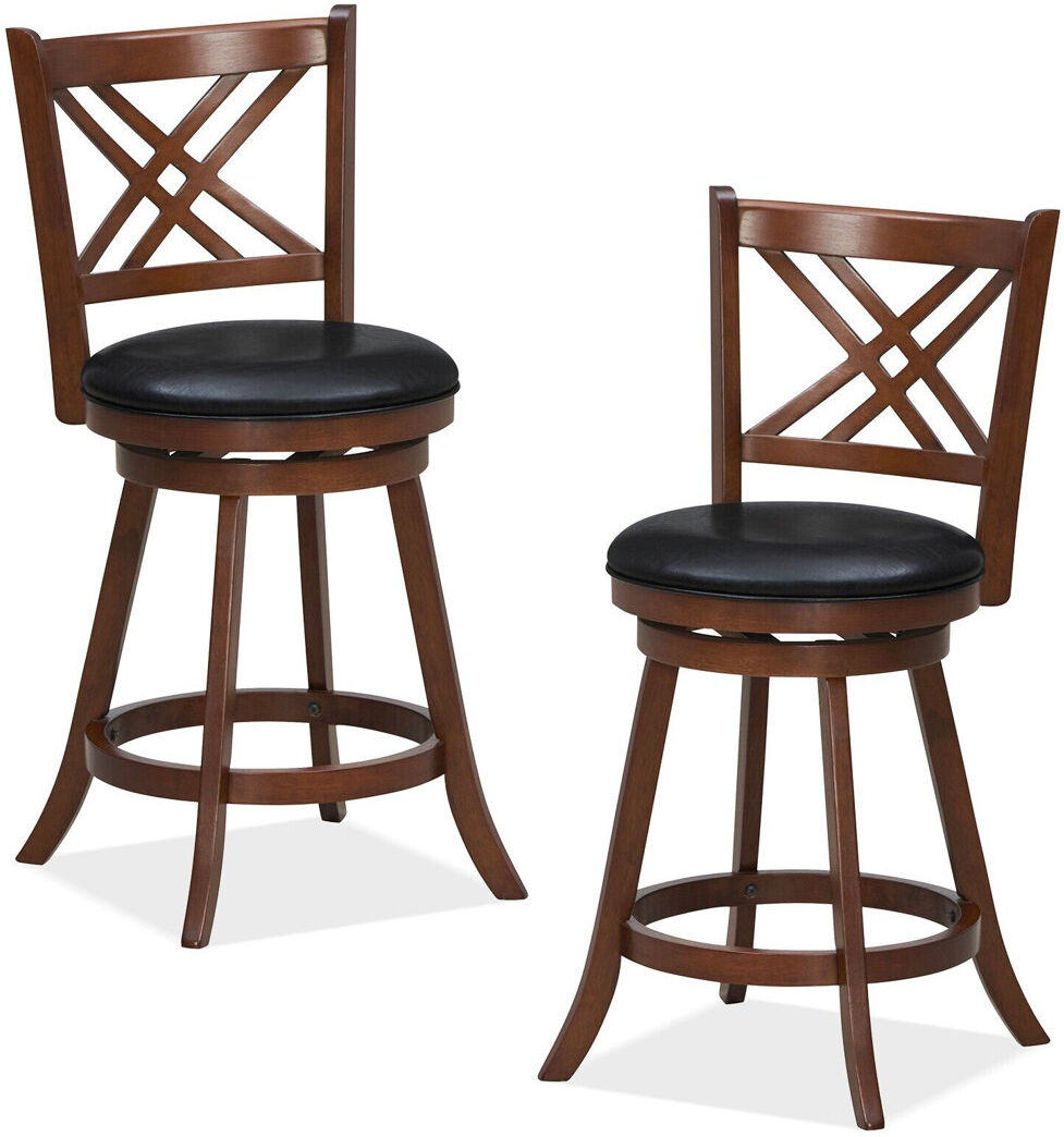 ClassicLiving Set Of 2 Bar Stools Counter Height Chair Pub 360 Swiveling Upholstered Seat Extra Tall (61m Seat Height)