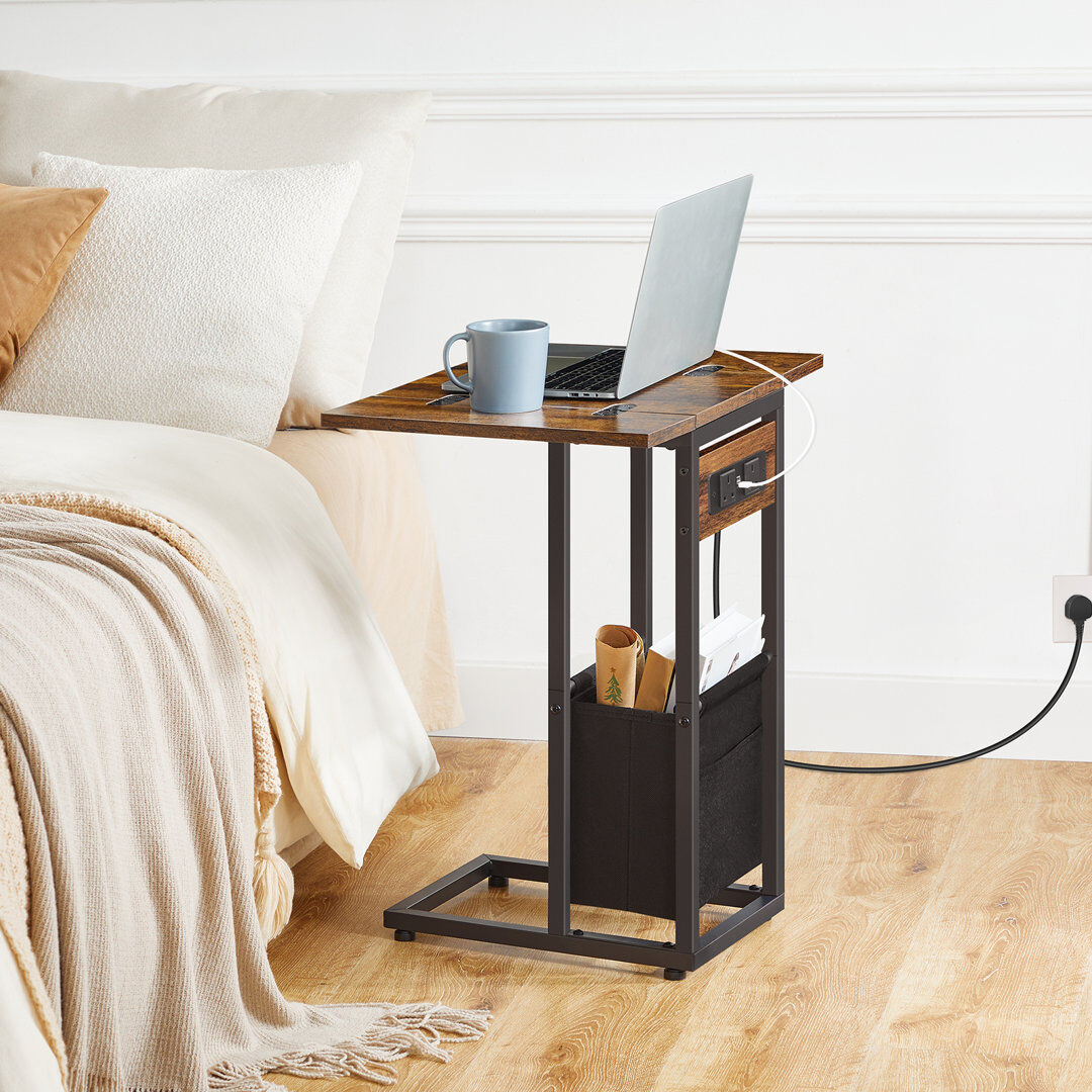 Borough Wharf Charging Station Side Table Rustic Brown 62cm H X 39cm W X 26cm D