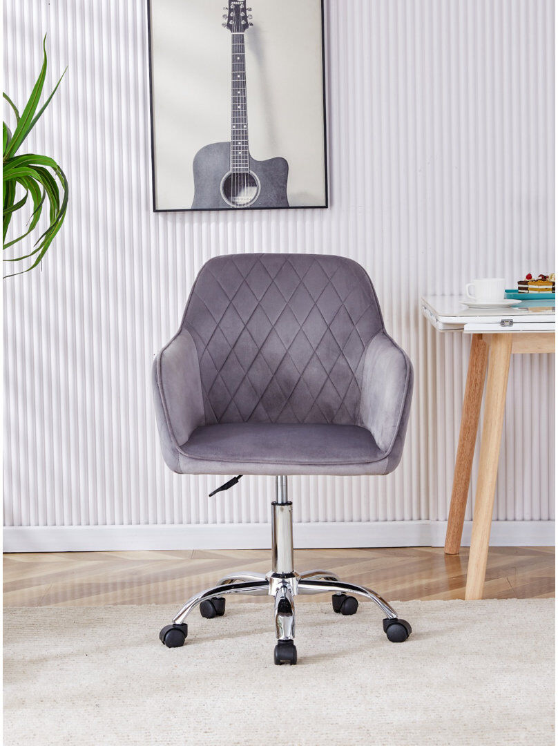 Fairmont Park Leisure Office Chair, velvet swivel with wheels desk computer Grey 60cm W X 61.5cm D