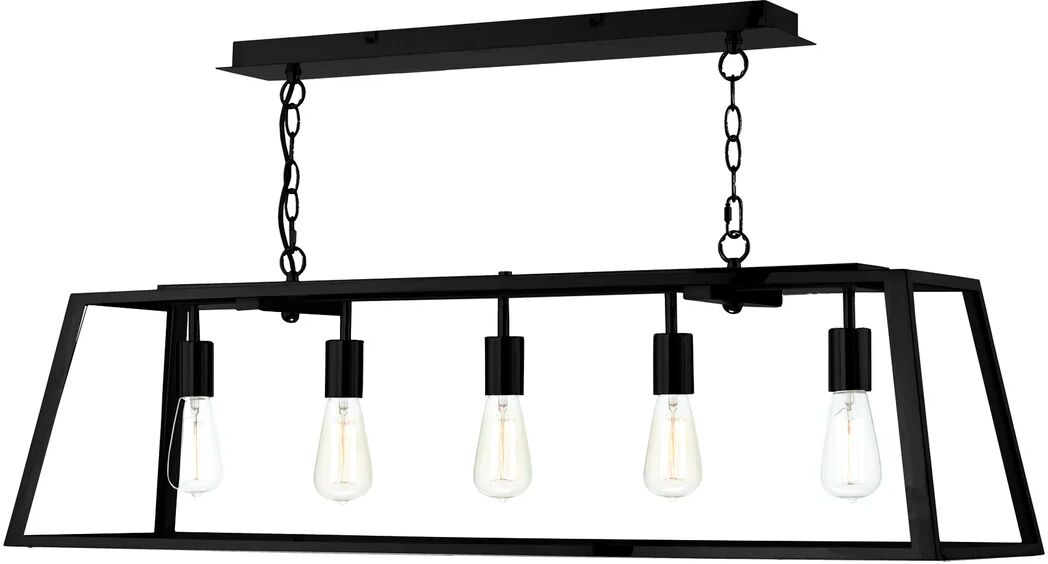 Dar Lighting Academy 5 Light Kitchen Island Pendant black 45.0 H x 110.0 W x 30.0 D cm