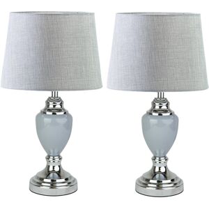 Marlow Home Co. Zellner Pair 44Cm Grey Chrome Table Lamps Grey 45cm H X 25cm W X 25cm D