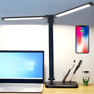 Metro LED Desk Lamp, Dual Heads, 5 Color Modes And 10 Brightness Levels, Adjustable Reading Light