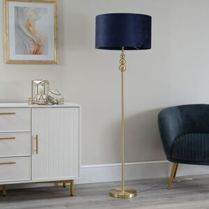 Rosdorf Park Randalia 145cm Traditional Floor Lamp Navy/Brushed Gold 145cm H X 45cm W X 45cm D