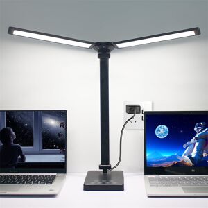 Metro Dual Arm LED Desk Lamp With Night Light Mode, Power Adapter, USB Charging Port, Auto Off Timer, Touch Control Study, Work And Sleep Desk Lamp
