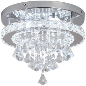 Rosdorf Park Modern K9 Crystal Chandelier LED Ceiling Light Fixtures Stainless Steel Flush Mount Ceiling Chandelier Light For Bedroom,Living Room,Foyer,Hallway,Clo Chrome 25cm H X 30cm W X 30cm D