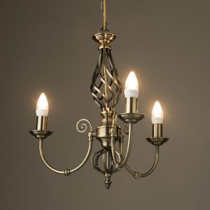 Marlow Home Co. Zoey 3-Light Antique Brass Traditional Twist Candle Candelabra Style Chandelier Antique 43cm H X 46cm W X 46cm D