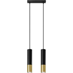 Brayden Studio Cylinder pendant light 2-light Guizar black/yellow 100.0 H x 29.0 W x 6.0 D cm