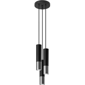 Ebern Designs Delina 3 - Light Cylinder Pendant gray/black 100.0 H x 29.0 W x 30.0 D cm