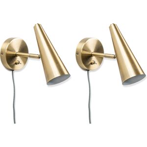 Fairmont Park Pasho Plug-in Armed Sconce Brushed Brass 21cm H X 10cm W X 17cm D