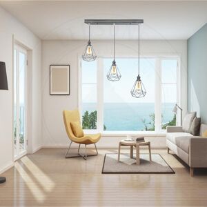 17 Stories Keyundra 3-Light Kitchen Island Geometric Pendant Chrome 124.1cm H X 70cm W X 20cm D