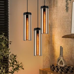 Metro Hanging lamp dining table lamp black - 3-flame pendant lamp dining table height adjustable E27 hanging lamp hanging glass for kitchen bedroom living r Matte Black 158cm H X 22cm W X 22cm D