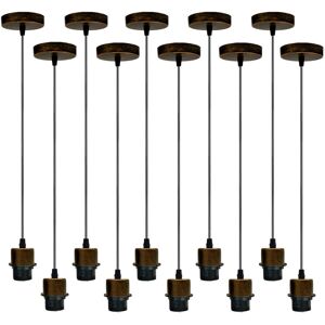 Borough Wharf Bithlo 10x Industrial E27 single Pendant Light Holder Set – Williston Forge Adjustable Ceiling Fittings with 95cm Cable for Home or Commercial Use Brushed Copper 103.5cm H X 10cm W X 10cm D