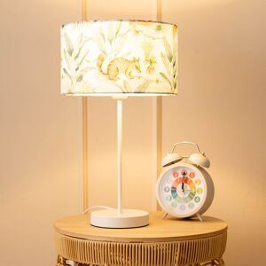 17 Stories Charlie White Metal Single Stem Table Lamp with Jungle Lamp Shade and LED Bulb White 59.5cm H X 37cm W X 25cm D