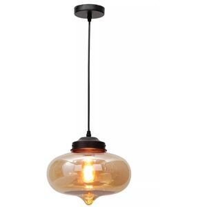 George Oliver Large Glass Pendant Light – Industrial Vintage Ceiling Hanging Lamp Amber 20cm H X 27cm W