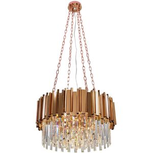 Canora Grey Modern Crystal Chandelier Ceiling Light Fixture for Living Room and Bedroom, Chic Design Lamp Rose Gold 135cm H x 60cm W x 60cm D