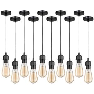 Borough Wharf Bithlo 10x Industrial E27 single Pendant Light Holder Set – Williston Forge Adjustable Ceiling Fittings with 95cm Cable for Home or Commercial Use Black 103.5cm H X 10cm W X 10cm D
