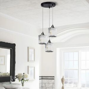 Fairmont Park 3-Light E27 Modern Pendant Light K9 Crystal Lampshade Hanging Lamp Adjustable Ceiling Light Dining Table Suspension Living Room Chrome