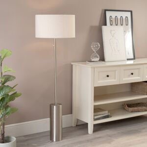 Fairmont Park Alizander Charcoal Boucle Shade with Brushed Chrome Dimmable Floor Lamp with LED Bulb Brushed Chrome/Cream 150cm H X 45cm W X 45cm D