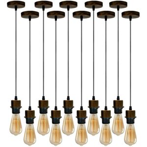 Borough Wharf Bithlo 10x Industrial E27 single Pendant Light Holder Set – Williston Forge Adjustable Ceiling Fittings with 95cm Cable for Home or Commercial Use Copper 103.5cm H X 10cm W X 10cm D