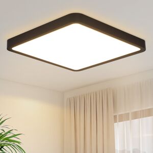 Metro LED ceiling light - square, 23cm, 3000K, warm white 18W, for bathroom, bedroom, hallway Matt Black 2.4cm H X 23cm W X 23cm D