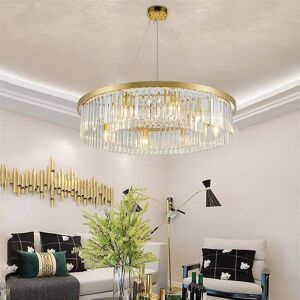 Canora Grey Gold Crystal Chandelier-K9 Clear Crystals-Modern Chandelier Crystal Light-Luxury Round LED Light Gold 20cm H X 55cm W X 55cm D