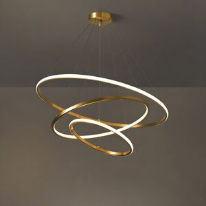 Ivy Bronx Modern 3-Ring LED Ceiling Chandelier – Adjustable Round Light for Living Room, Bedroom Gold 80cm H x 60cm W x 40cm D