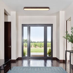 Metro Bretton Rustic Modern Round-Corner Rectangle LED Flush Mount Ceiling Light Walnut 12.7cm H X 90cm W X 38.1cm D