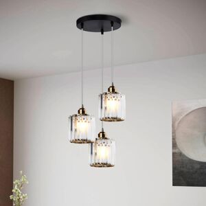 Fairmont Park 3-Light E27 Modern Pendant Light K9 Crystal Lampshade Hanging Lamp Adjustable Ceiling Light Dining Table Suspension Living Room Gold