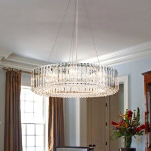 Canora Grey 6 - Light 6- Light Modern Mid-Century Luxury Round Crystal Chandelier Chrome Drum Crystal Pendant Lamp Chrome 16cm H X 50cm W X 50cm D