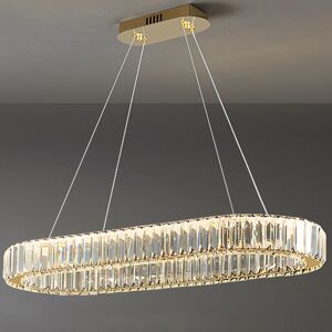 Canora Grey Badrieh Chandelier-Modern Glass Oval LED Chandelier – Adjustable Stainless Steel Gold Ceiling Light Gold 9cm H x 100cm W x 35cm D