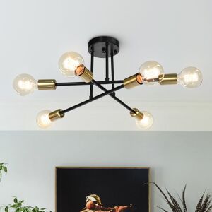 George Oliver Tubeeuse Modern Sputnik Chandelier Industrial 6-Light Semi Flush Mount Black 23cm H X 48cm W X 48cm D