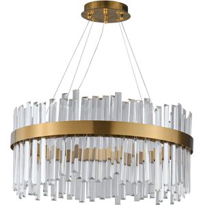 Canora Grey Ouitchambo 1-Luxury Modern Gold Crystal Round Chandelier - LED Flush Mount Ceiling Light Fixture for Living Room, Dining Room, Foyer, Bar, and Club Gold 25cm H X 60cm W X 60cm D