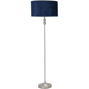 17 Stories Reselva 151cm Traditional Floor Lamp Brushed Chrome Silver/Dark Navy Blue 151cm H X 45cm W X 45cm D