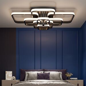 Living and Home 8-Light 93cm LED Semi Flush Mount Black 20cm H X 93cm W X 70cm D