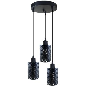 Marlow Home Co. Industrial Retro Pendant Light 3 Way Round Ceiling Base Brushed Finished Metal Ceiling Lamp Shade Pendant E27 Lamp Base For Home Living Room Office Ki Black 117cm H X 31cm W X 31cm D