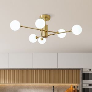 Canora Grey Kozan 6-Light 86cm Modern Globe Sputnik Semi Flush Mount Ceiling Light Brass 30cm H X 85cm W X 85cm D