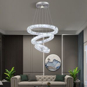 Canora Grey Modern Crystal Chandelier, 3 Rings Round Led Ceiling Light Recessed Mount Stainless Steel Pendant Light Fixture For Bedroom Dining Room Living Room,tw Chrome 40cm W X 40cm D