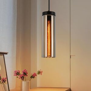 Metro Hanging lamp living room hanging lamp vintage - 1 flame pendant lamp height adjustable dining table lamp hanging E27 black glass pendant lamp for dini Stainless Stee 158cm H X 10cm W X 10cm D