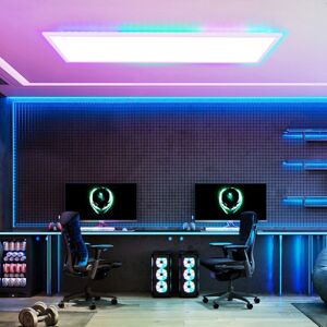 Metro LED ceiling light panel - dimmable 3000K -6500K ceiling panel long RGB color change with remote control office lamp for living room dining room playro Mattweiß 5cm H x 120cm W x 30cm D.