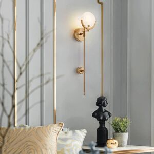 Fairmont Park Shannon - Modern Art Deco Wall Light-e14 Bulb-Modern Gold Iron & Glass Spherical Pendant Light – E14 Bulb Base, Round Design Marble 60cm H X 13cm W X 13cm D